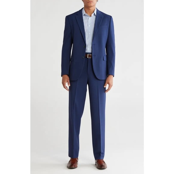 Nautica Other - Nautica Men's 2-pc Suit Jacket Blazer 40R Solid Blue Pants 34W 32L